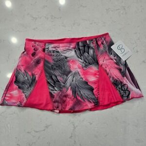 Sofibella Womens 12 Inch Skort Pink Grey Feather Print Tennis Golf PHX 2069 L